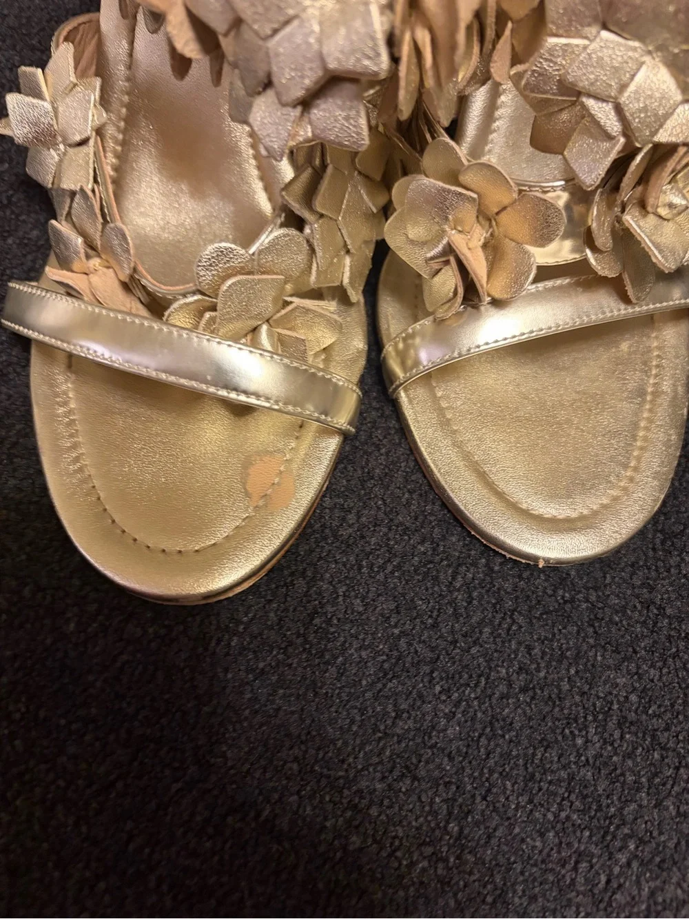 Tory Burch Blossom Floral Metallic Sandals in Gold - Elegant Dress Heels